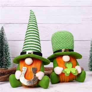 新品Sta. Patricks Day Faceless Green Shamrock Gnomes Decora