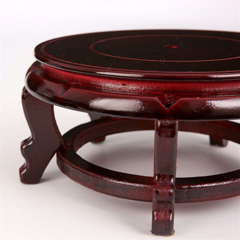 极速加高花盆f底座托盘实木花架圆形石头花瓶鱼缸盆景摆件奇石底