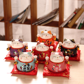 新品 尚庄招财猫摆件店q铺开业礼品陶瓷存钱罐储蓄刻字日本家居客