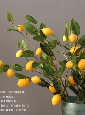 新品仿真柠檬树枝 树叶 黄柠檬树落地长枝叶N绿植假树客厅样板间