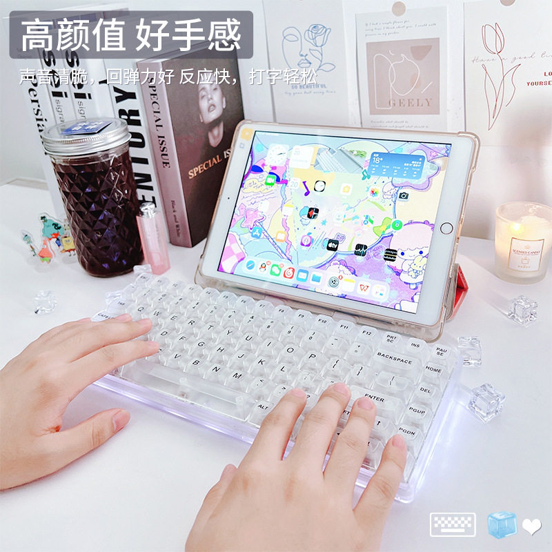 新品NJ80机械i键盘透明无线蓝牙三模cherry樱桃客制化电脑游戏办图片