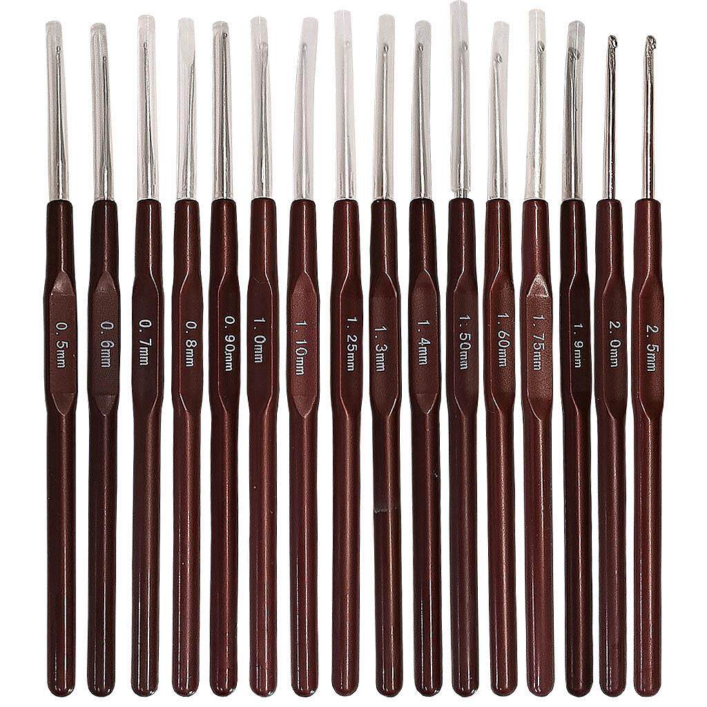 编织工具毛衣针细号蕾丝钩针一套16只全套袋装0.5-2.5MM
