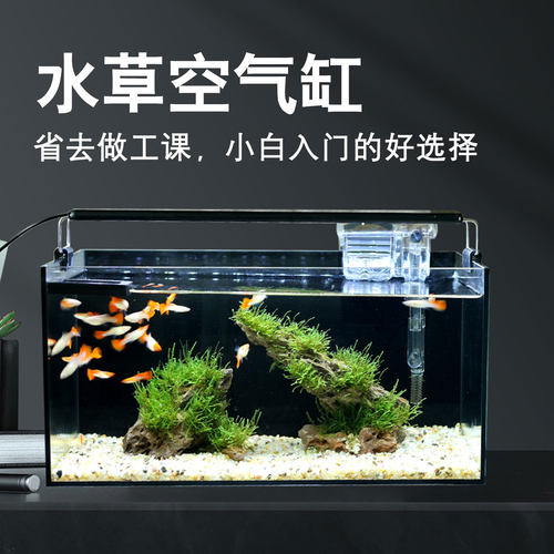 金晶超白玻璃斗金鱼缸桌面客厅家用长方形小型生态造景水草缸