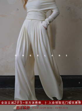 ONEELABS原创品牌 微绒质感 舒适无束缚感 立体压褶羊毛休闲裤女