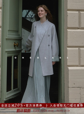 ONEELABS原创品牌 蓝色风琴压褶半身裙女秋冬长款垂感百褶a字半裙