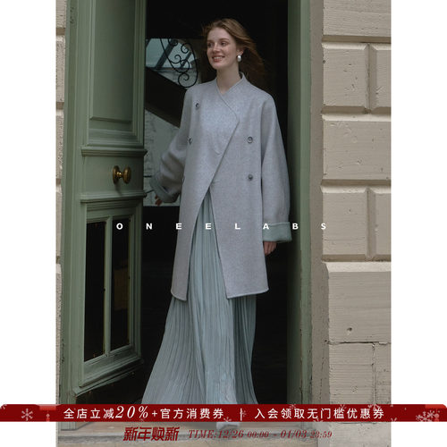 ONEELABS原创品牌 蓝色风琴压褶半身裙女秋冬长款垂感百褶a字半裙