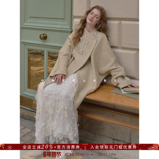 ONEELABS原创品牌 獨家手工钉珠 羊毛混纺 廓形显瘦毛呢大衣外套