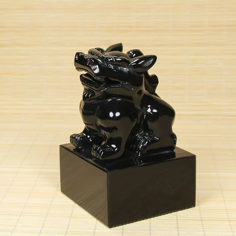黑曜石色貔貅印章摆件皇帝玉玺皮丘大印摆饰礼书房篆刻玉玺可刻字
