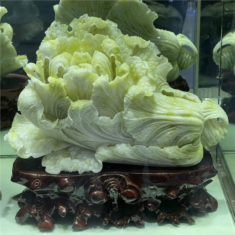 天然蓝田玉白菜摆件原石雕刻岫玉玉白菜玉石工艺品开业礼品家居