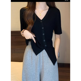 A-15四店小众设计感不规则上衣打底衫【部分微瑕疵不退不换】