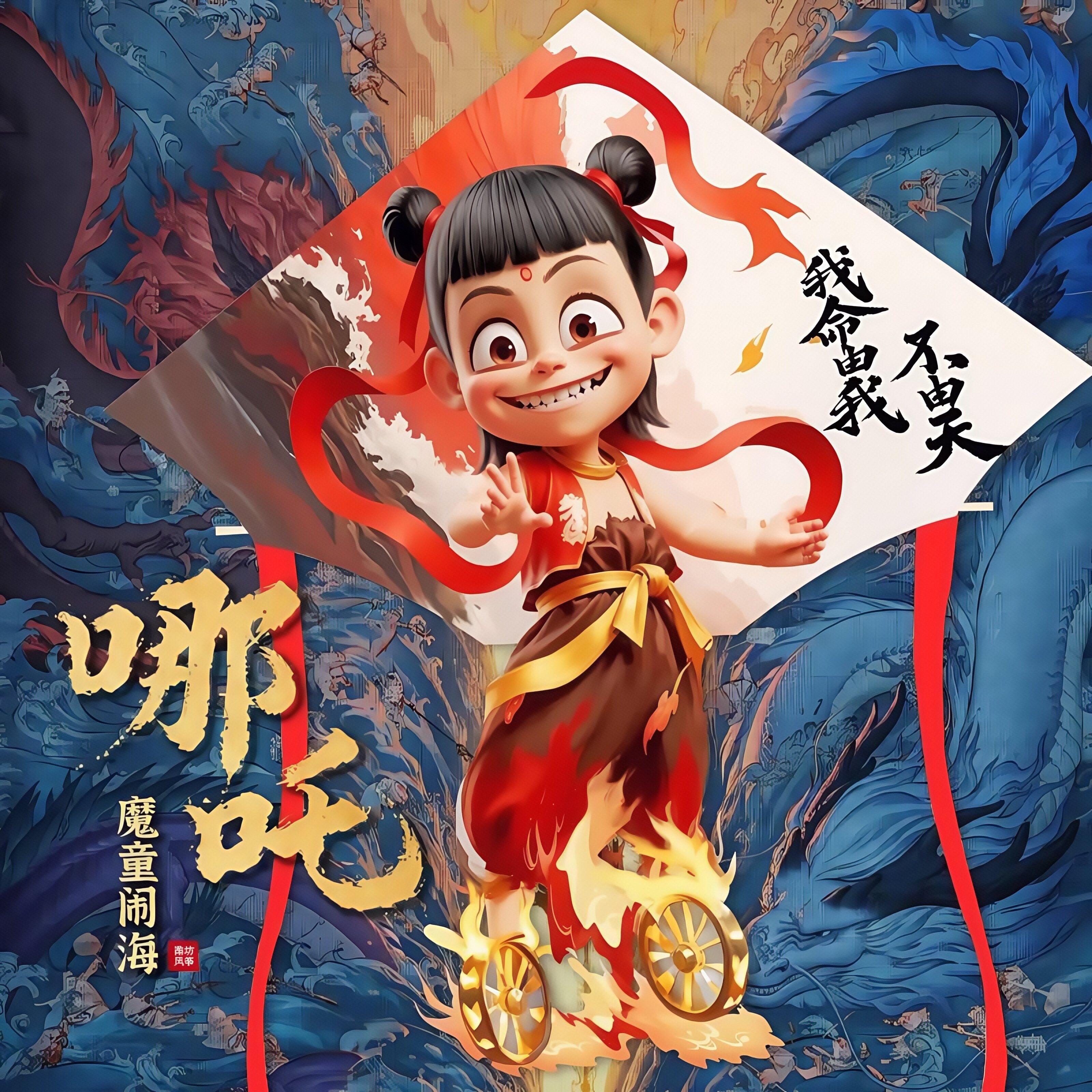 哪咤风筝微风易飞儿童高端大型网红潍坊大人专用手持2025新款风筝