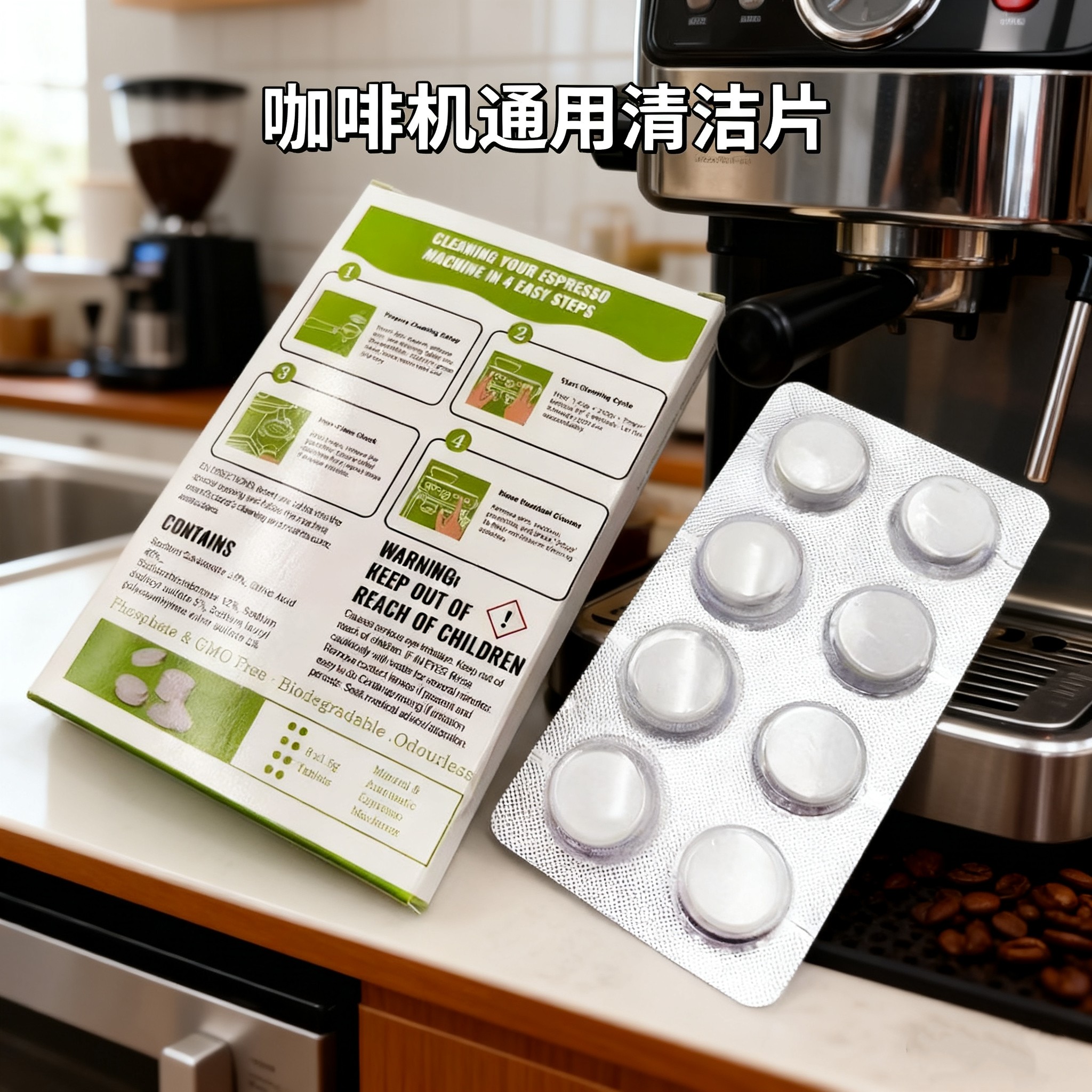 意式商用研磨一体咖啡机专用清洁药片奶渍清洁剂清洗粉除垢液片剂