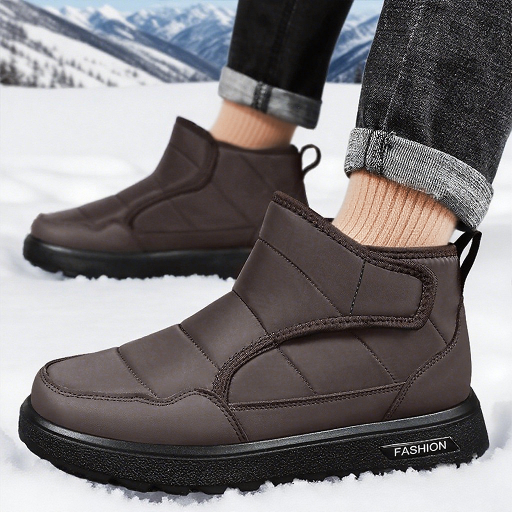 鞋子男鞋冬季棉靴加绒加厚新款毛绒内衬户外一脚蹬休闲健步雪地