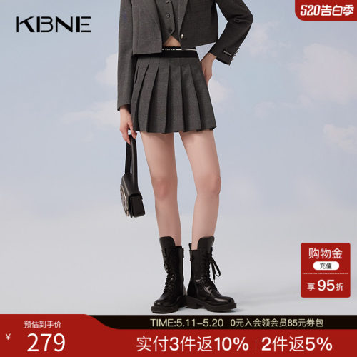 KBNE2025新款灰底百褶裙高级感气质短裙绝美高腰a字半身裙春秋女