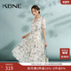 KBNE连衣裙女V领法式 今年流行漂亮裙子 中长款 碎花裙2025夏季 新款