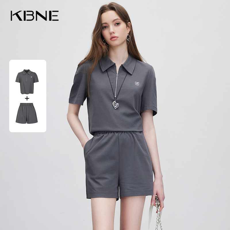 KBNE卫衣女套装两件套短袖2025夏季新款休闲运动风上下一整套穿搭