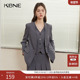 新款 KBNE西装 外套女小个子灰色学院风上衣2025春季 超好看无领西服