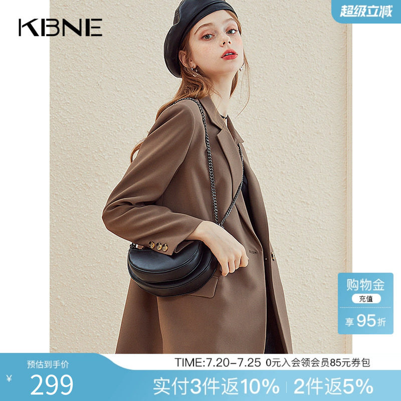 西装外套女春秋咖色上衣 kbne2025春季新款长袖小个子休闲小西服