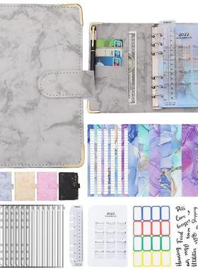 A6 PU Leather Marble Notebook Binder Budget Planner Money Or