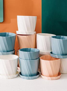 flowerpot ceramic simple large indoor plant pot with tray新