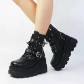 women wedge boots punk martin boots女暗黑坡跟朋克马丁靴