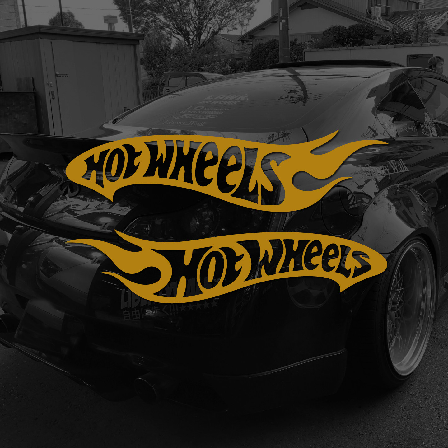 HOT WHEELS火焰风火轮汽车贴纸个性装饰贴车门三角窗摩托车反光贴