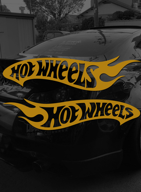 HOT WHEELS火焰风火轮汽车贴纸个性装饰贴车门三角窗摩托车反光贴