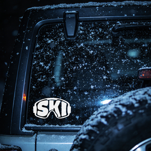 SKI滑雪镜造型单板装饰汽车贴纸后窗贴头盔电动摩托车防水贴