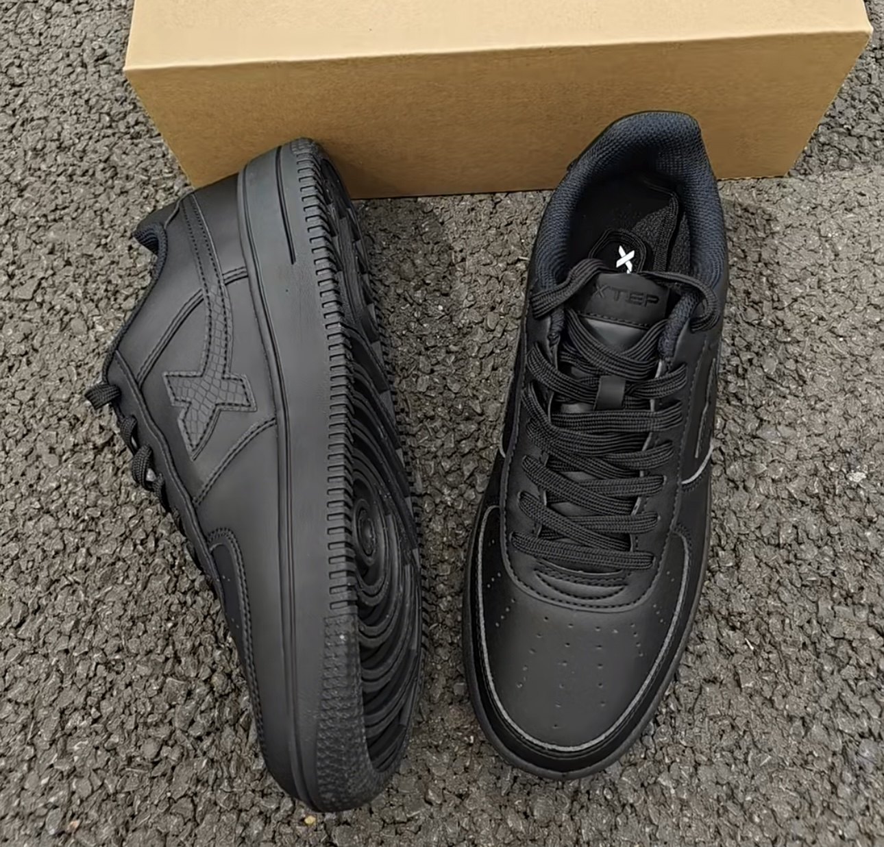 特步 空军一号 潮流百搭 防滑轻便 低帮 板鞋 男款 黑,运动鞋new,板鞋,淘宝优惠券,粉丝福利购,淘宝优惠卷