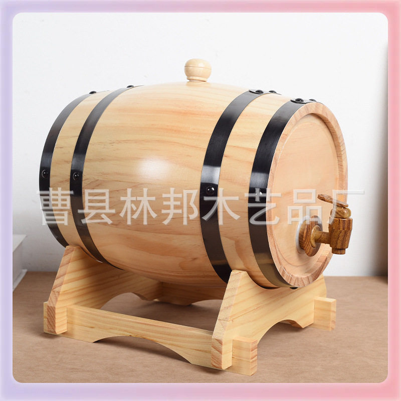 实木酒桶橡木酒吧吧台装饰摆件实木卧式红酒木桶可印logo山东