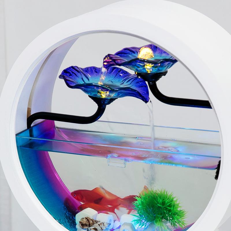流水缸摆鱼件欧客式厅桌面HYY创意家居喷泉流财水器玄关装饰品招