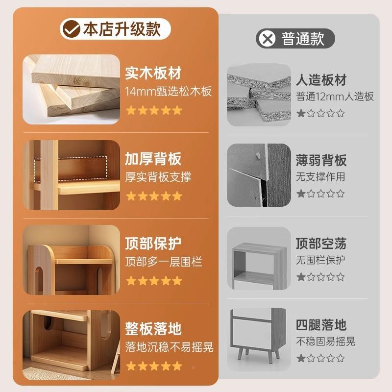 转角窄型储物柜靠实木柜置物架落地一体简易01学生书桌边松木墙书