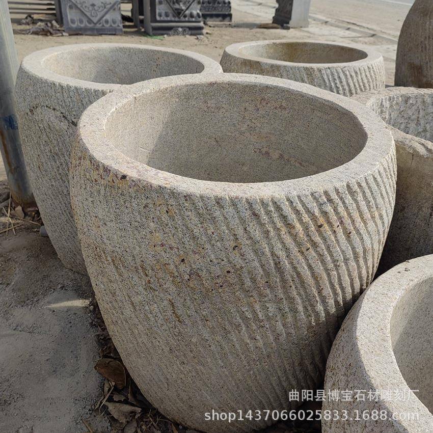 老石子古做石槽旧青石雕荷花缸石头247花盆长仿方形马槽子现货