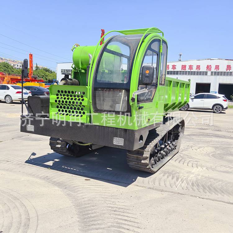 爬山虎橡胶履带运输车10吨后桥全实心轮底盘搬运车