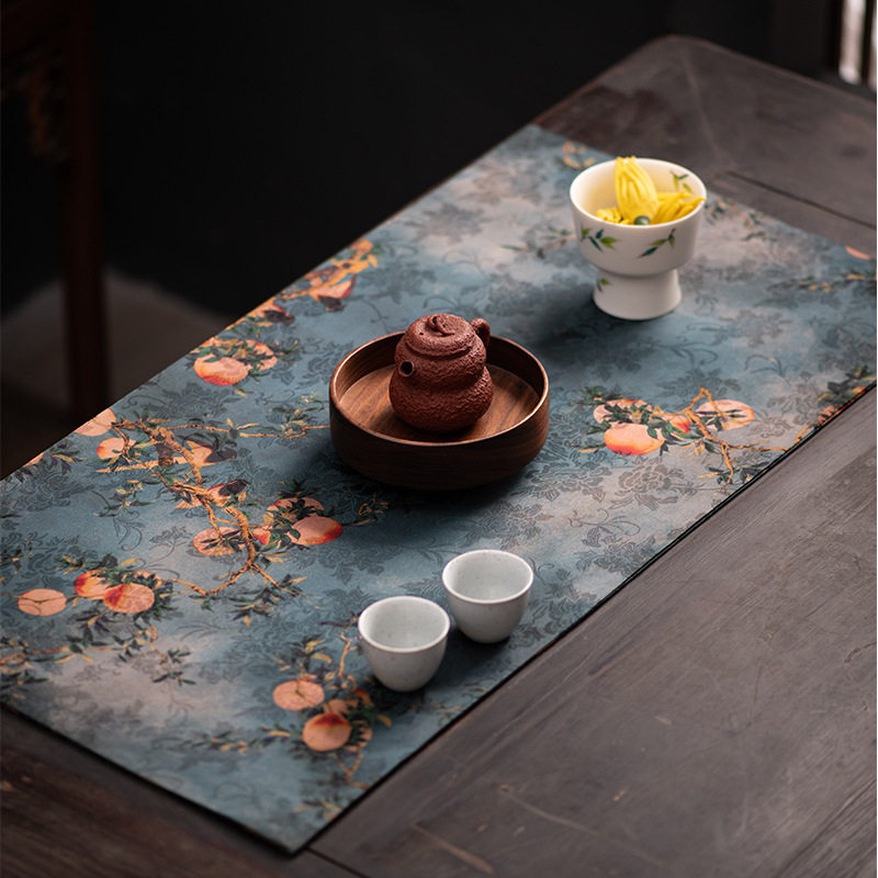 中式复古老料香云纱家用茶席双面茶垫茶盘垫桌旗布艺桌布茶布餐垫
