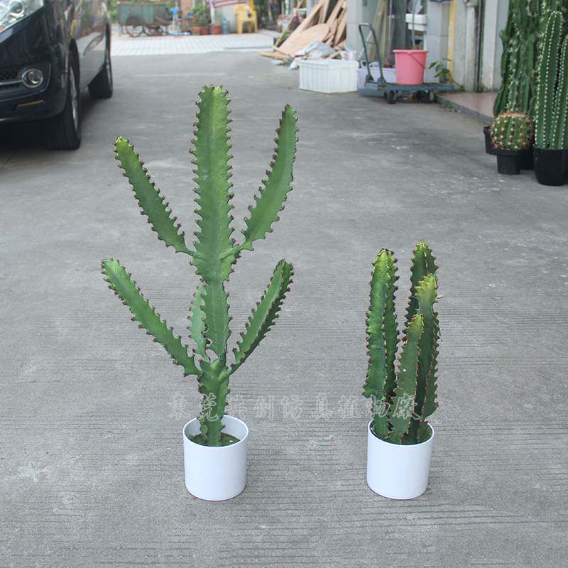 仿真小肉类植物仙人掌 PU材质软手感仙人柱盆栽三棱箭 室内摆件