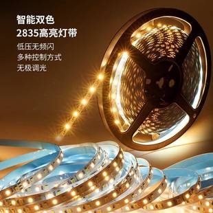 雙裝 led燈帶自壓粘低24V色三色燈帶可變光智能家天花吊頂線2835條