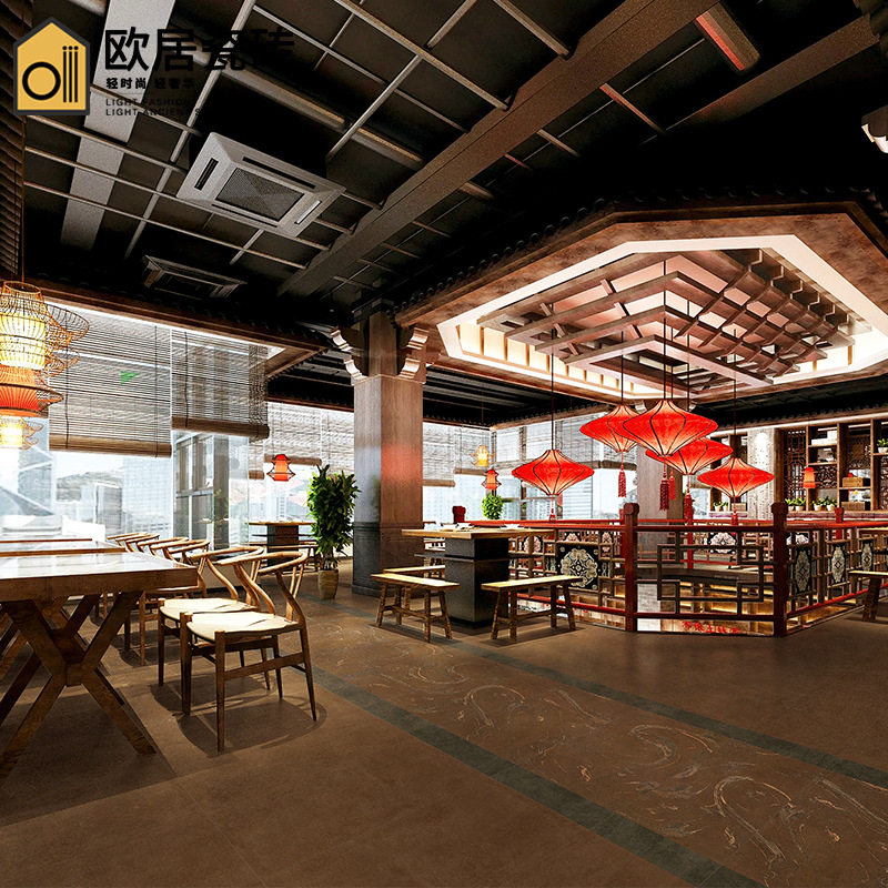 中式古铜色金属砖600x1200连锁餐厅防滑地砖酒店公园博古錧瓷砖