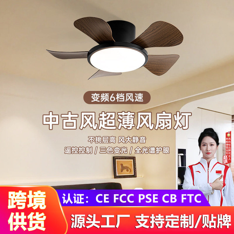 现代简约吸顶儿童房卡通风扇灯卧室吊扇灯低楼层家用带电扇吊灯