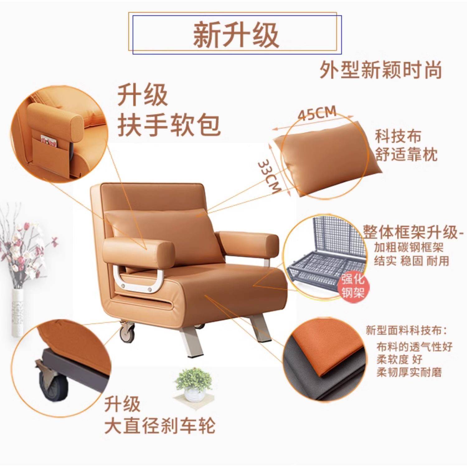双7折叠床KTT1米人单午人沙发床休午睡L书房加床现代简约沙