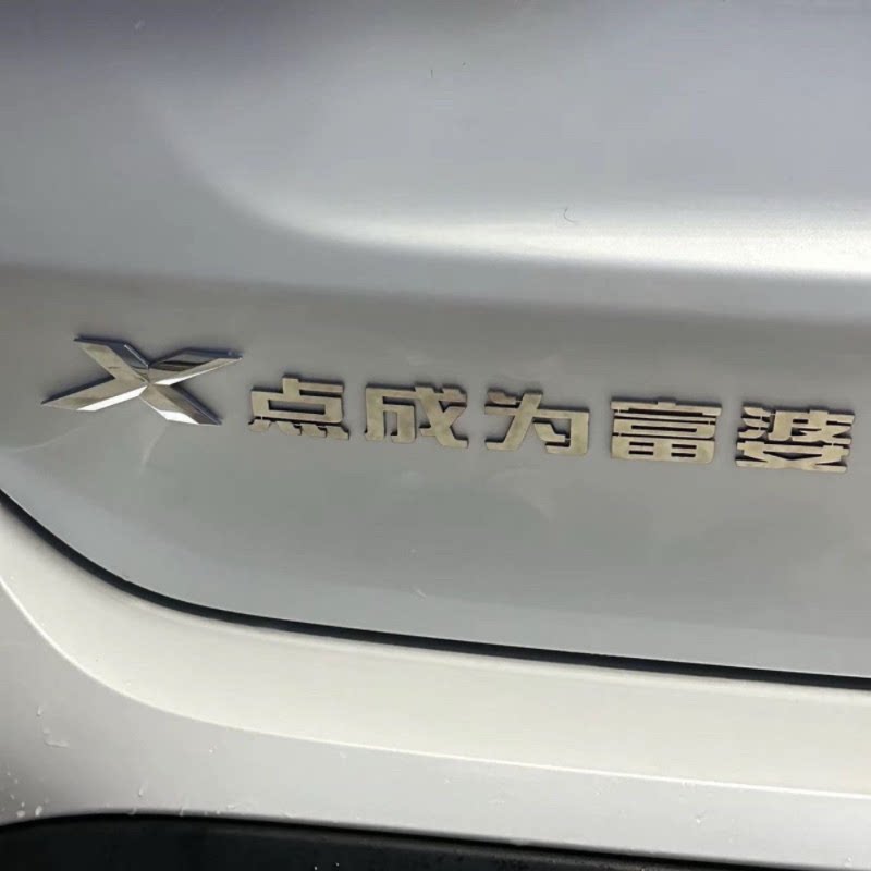 宝马不锈钢车标定制X点成为富婆成为富翁车尾标创意文字搞笑车标图片