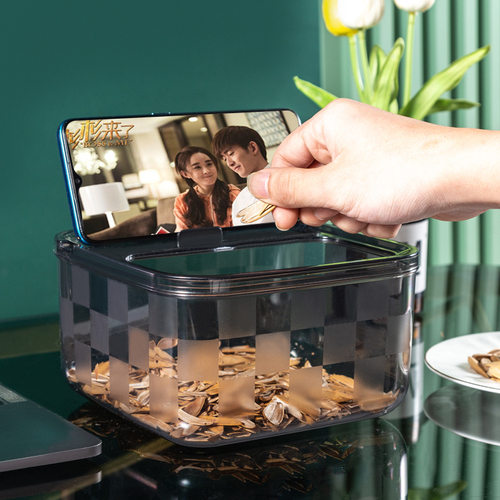 多功能桌面抽纸盒垃圾桶手机支架