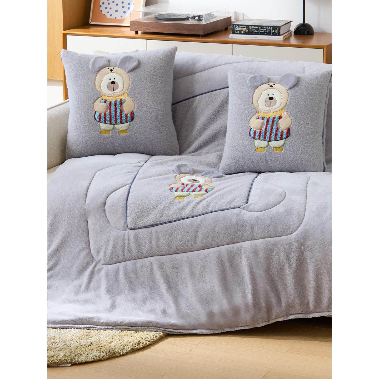 牛奶绒抱枕被子两用二合一汽车载靠枕垫办公室午睡毯子枕头被加厚