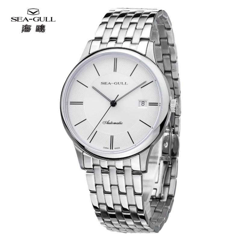 海鸥表男女士款情侣款全自动机械表三针日历显示钢带腕表364