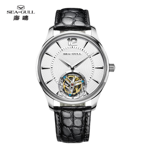 海鸥表陀飞轮机芯机械腕表商务休闲鳄鱼皮纹手动上链男款手表8810