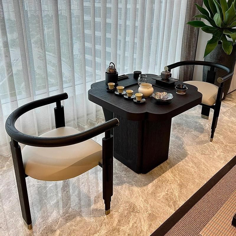 新中式国风阳台小茶桌2024新款实木黑色海棠桌现代简约小户型茶台