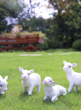 仿真羊装饰摆件树脂动物工艺品可爱生肖小羊户外花园装饰庭院摆件