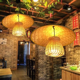 仿古灯创意时尚 农家乐灯罩大号 竹艺吊灯灯罩竹斗笠斗笠灯田园风格