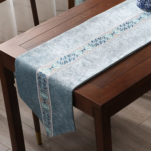 溪秀映像 桌旗轻奢刺绣新中式电视柜餐边柜现代简约餐桌布艺定制