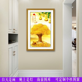 新中式 饰画玄关过道楼梯间走廊卧室床头壁灯山水创意墙灯 壁画灯装